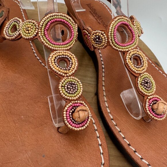 Laidback London Womens Beaded Thong Adjustable Strap Sandal woman’s size 39  8.5 - Picture 3 of 13